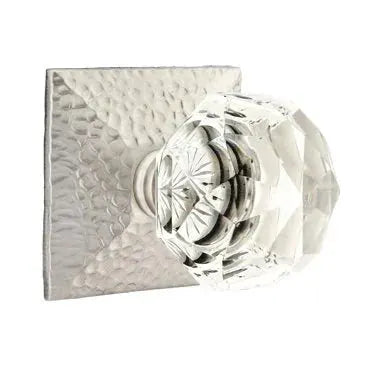 Emtek Diamond Door Knob with Hammered Rose by Emtek