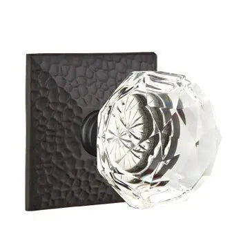 Emtek Diamond Door Knob with Hammered Rose by Emtek