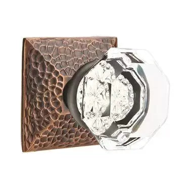 Emtek Old Town Door Knob with Hammered Rose by Emtek