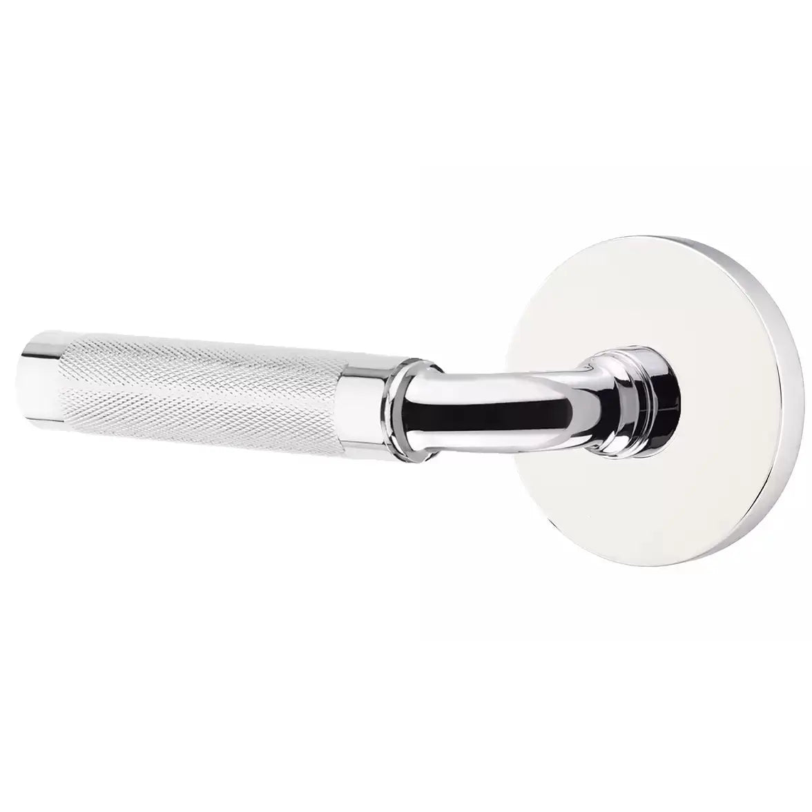 Emtek Knurled Lever with R-Bar Stem and Disk Rose by Emtek