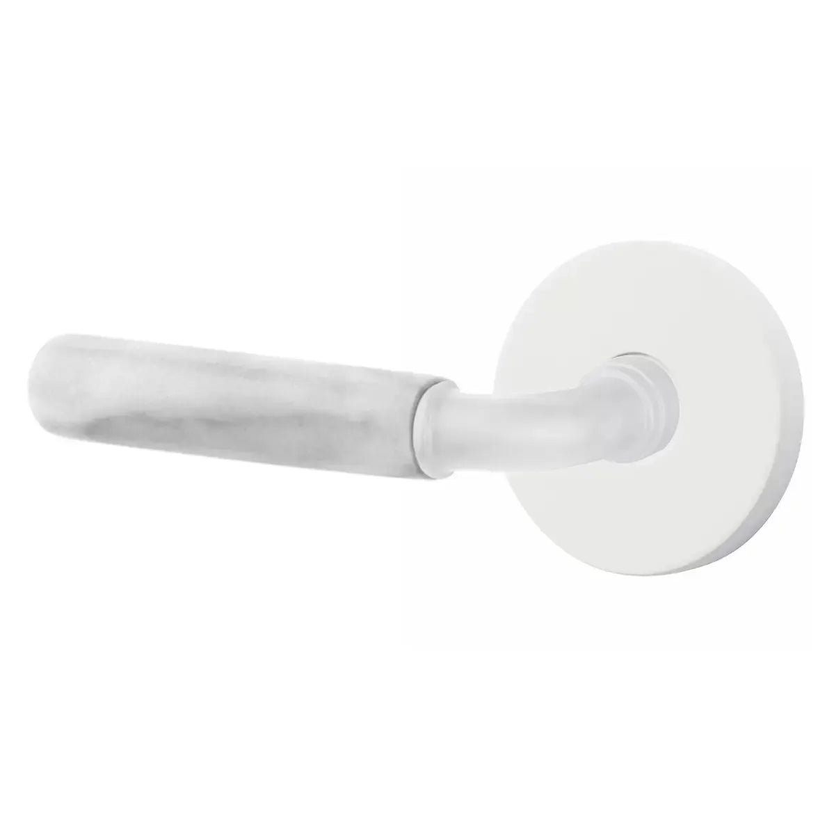Emtek White Marble Lever with R-Bar Stem and Disk Rose by Emtek