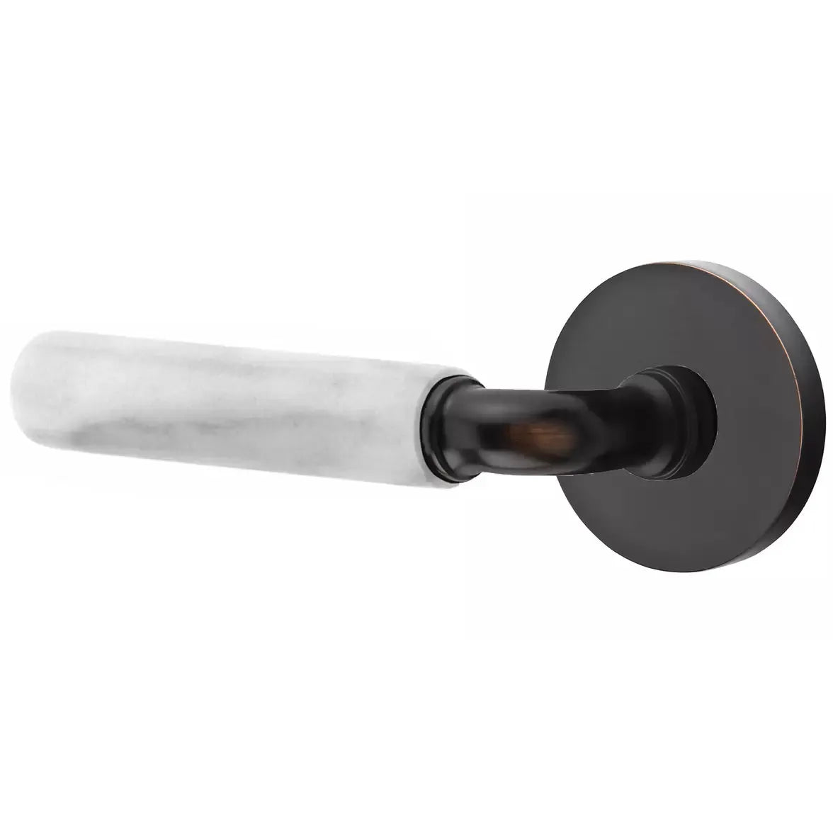 Emtek White Marble Lever with R-Bar Stem and Disk Rose by Emtek