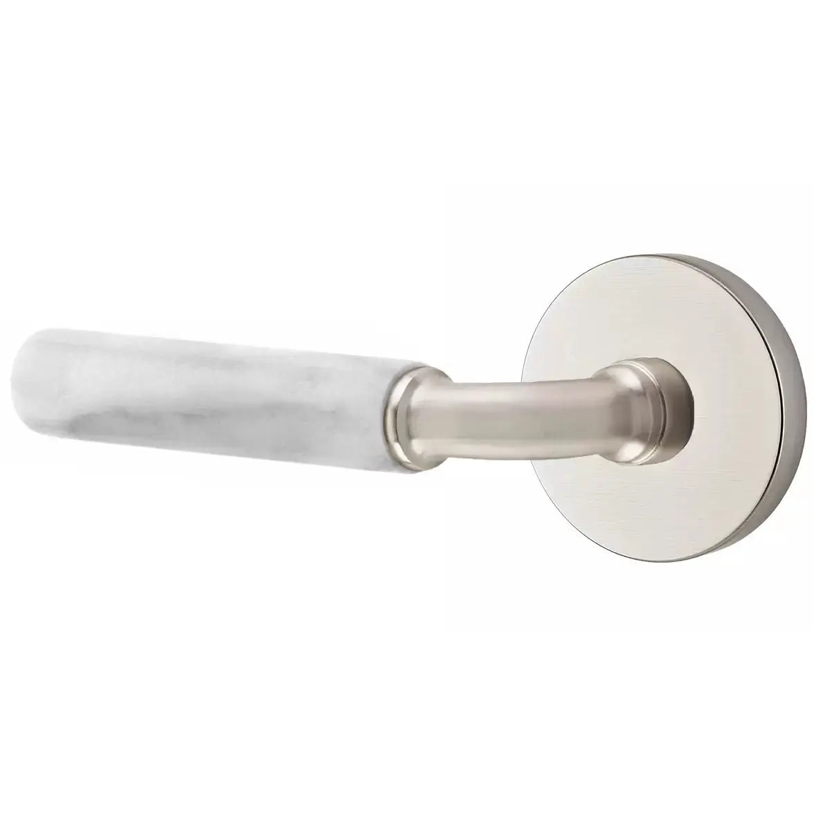Emtek White Marble Lever with R-Bar Stem and Disk Rose by Emtek