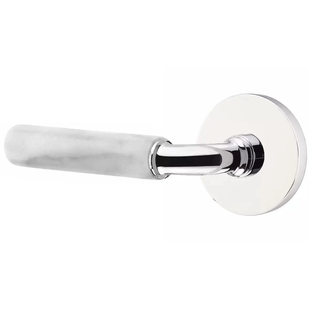 Emtek White Marble Lever with R-Bar Stem and Disk Rose by Emtek