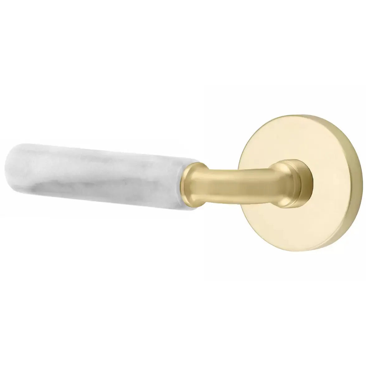 Emtek White Marble Lever with R-Bar Stem and Disk Rose by Emtek