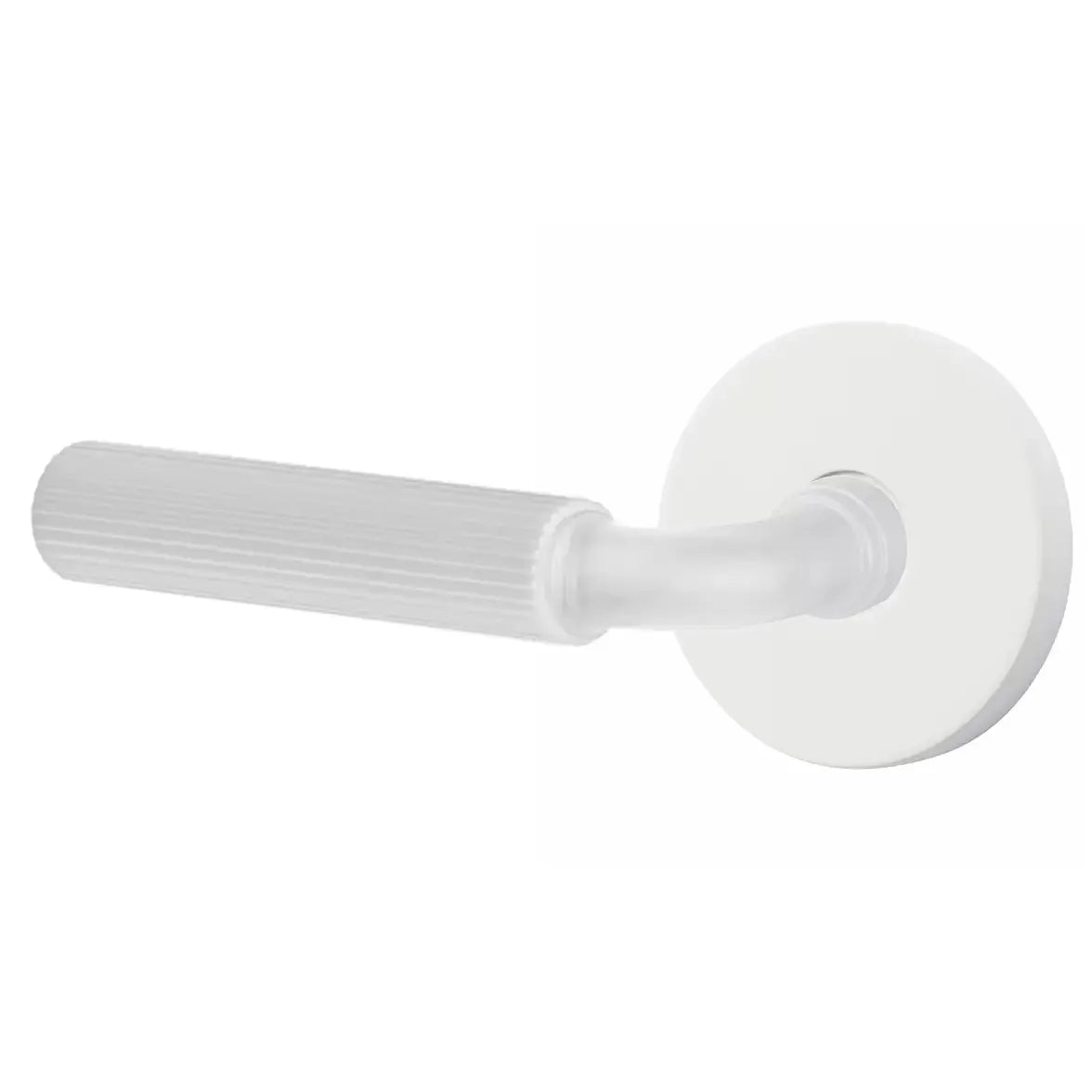 Emtek Straight Knurled Lever with R-Bar Stem and Disk Rose by Emtek