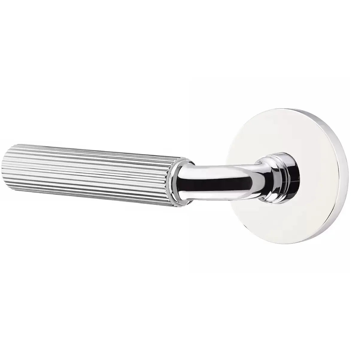 Emtek Straight Knurled Lever with R-Bar Stem and Disk Rose by Emtek