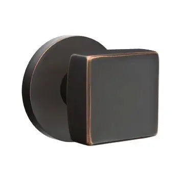 Emtek Square Door Knob with Disk Rose by Emtek