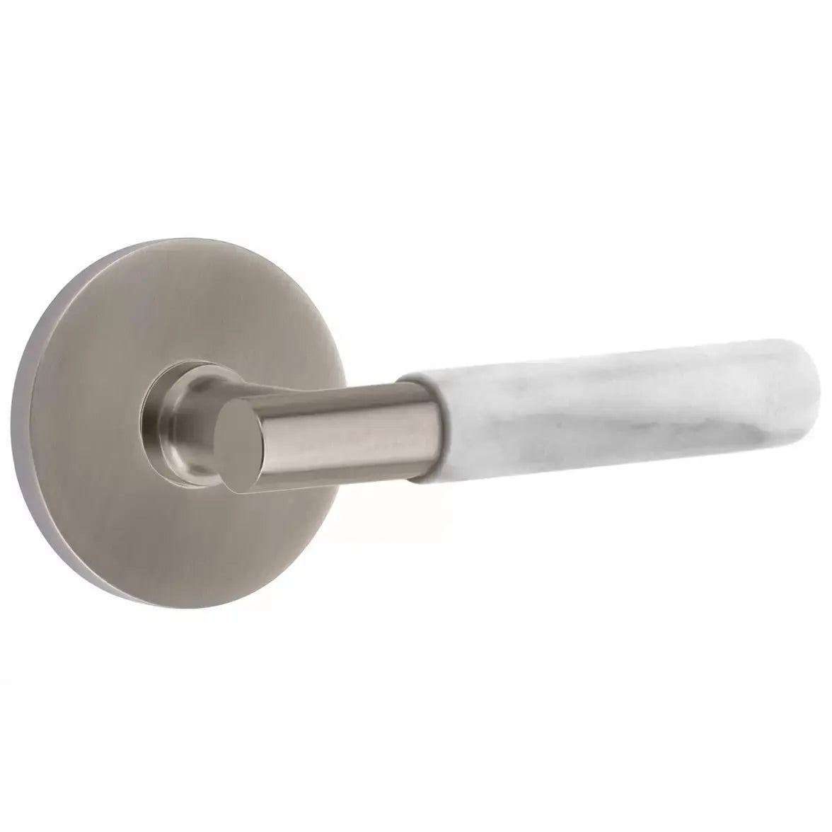 Emtek White Marble Lever with T-Bar Stem and Disk Rose