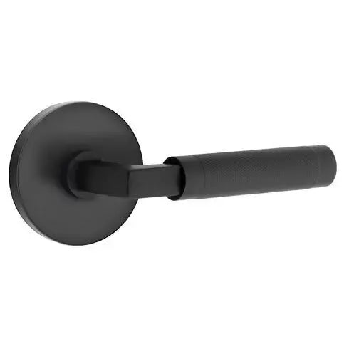 Emtek Knurled Lever with L-Square Stem and Disc Rose by Emtek