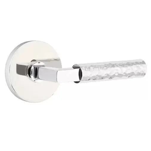 Emtek Hammered Lever with L-Square Stem and Disc Rose by Emtek