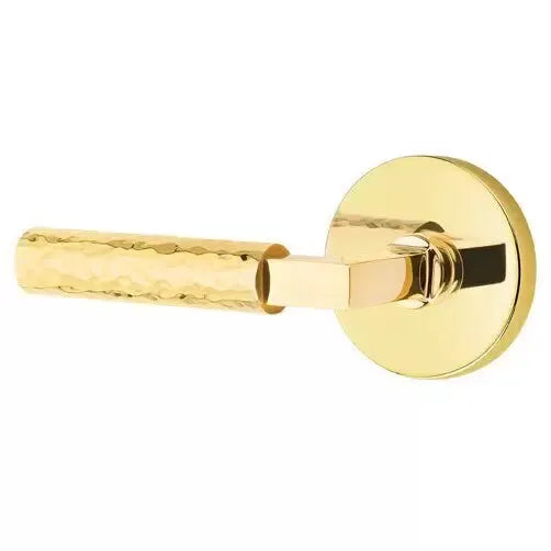 Emtek Hammered Lever with L-Square Stem and Disc Rose by Emtek