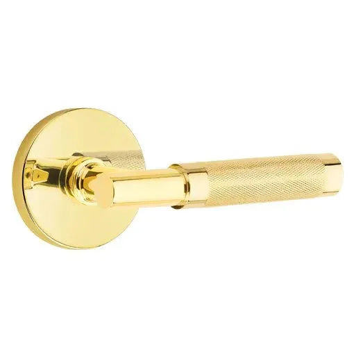 Emtek Knurled Lever with T-Bar Stem and Disk Rose by Emtek