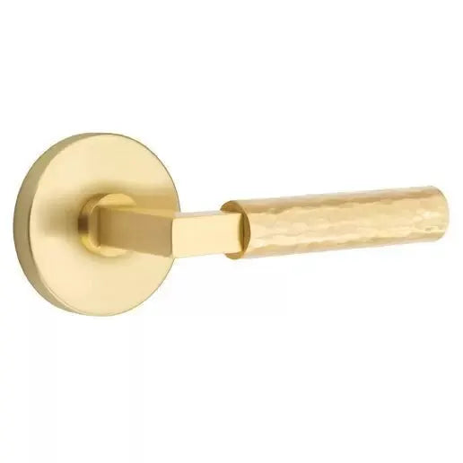 Emtek Hammered Lever with L-Square Stem and Disc Rose by Emtek