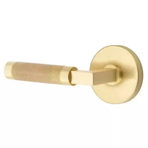 Emtek Knurled Lever with L-Square Stem and Disc Rose by Emtek