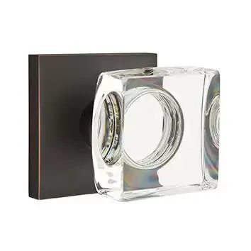 Emtek Modern Square Glass Door Knob with Square Rose by Emtek