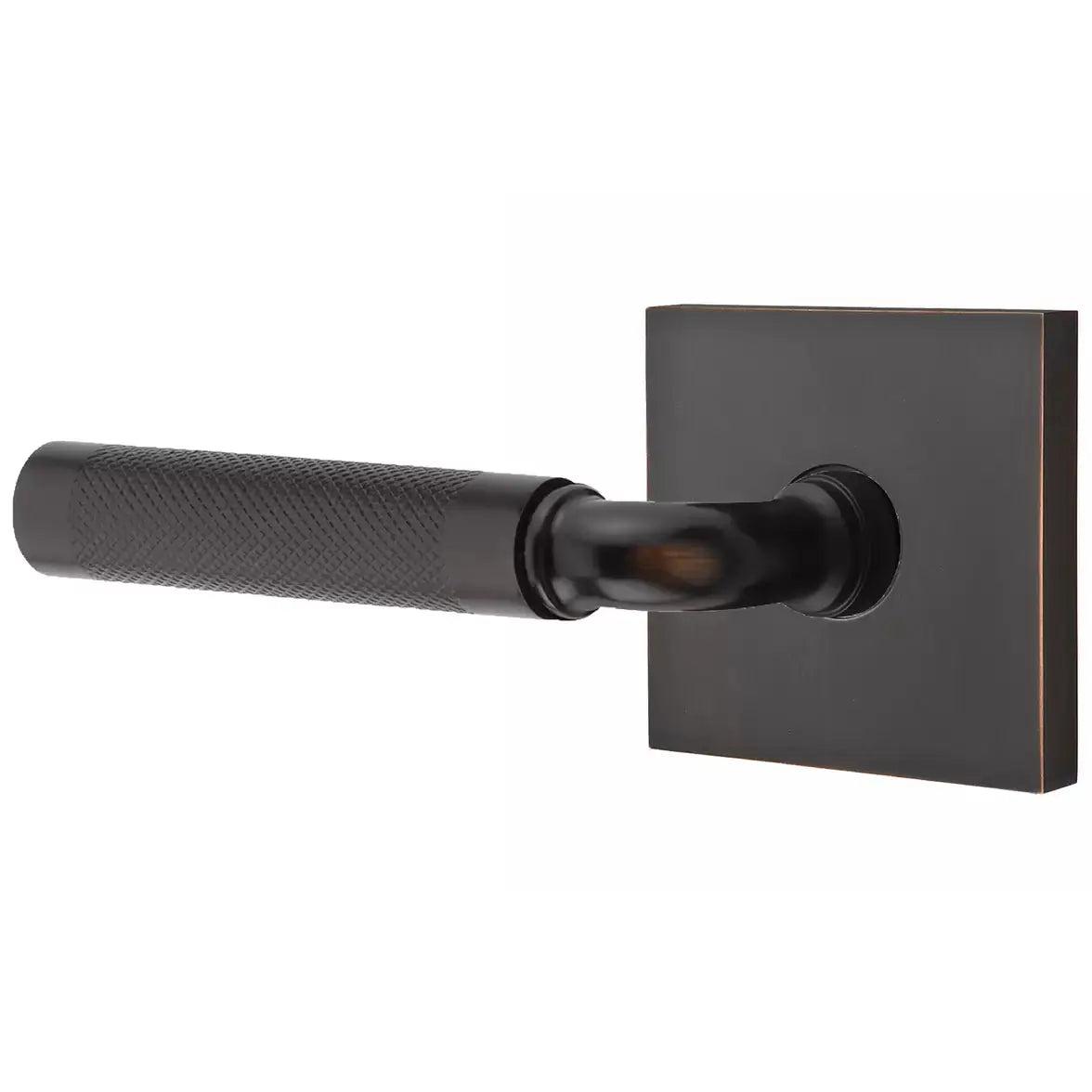 Emtek Knurled Lever with R-Bar Stem and Square Rose by Emtek