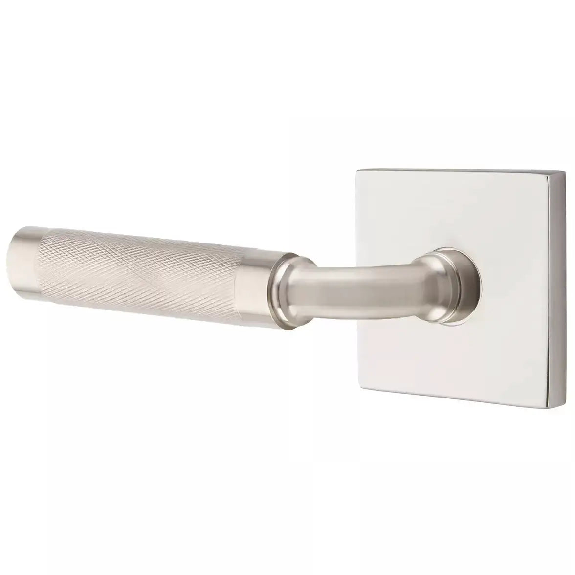 Emtek Knurled Lever with R-Bar Stem and Square Rose by Emtek