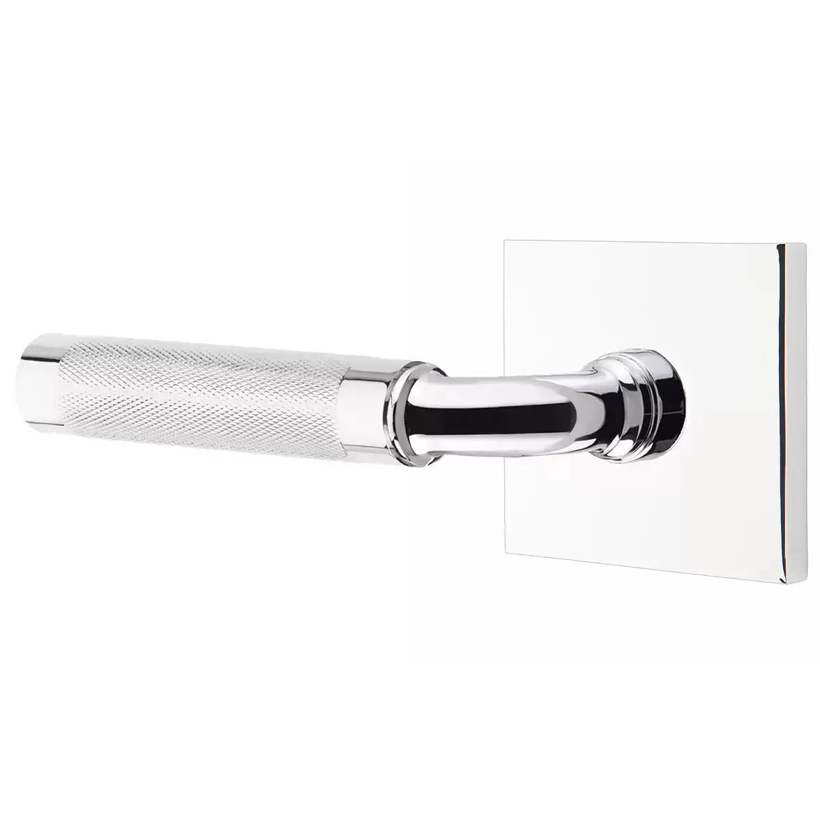 Emtek Knurled Lever with R-Bar Stem and Square Rose by Emtek