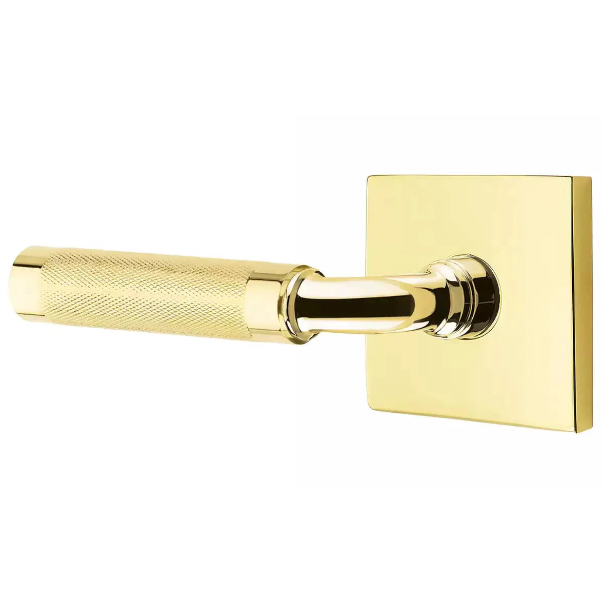Emtek Knurled Lever with R-Bar Stem and Square Rose by Emtek