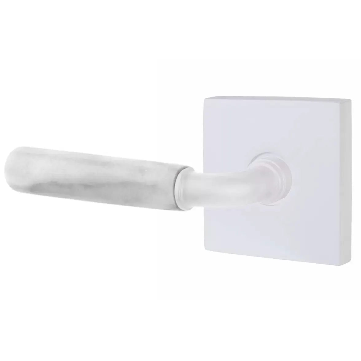 Emtek White Marble Lever with R-Bar Stem and Square Rose by Emtek