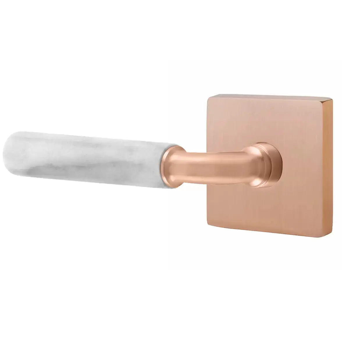 Emtek White Marble Lever with R-Bar Stem and Square Rose by Emtek