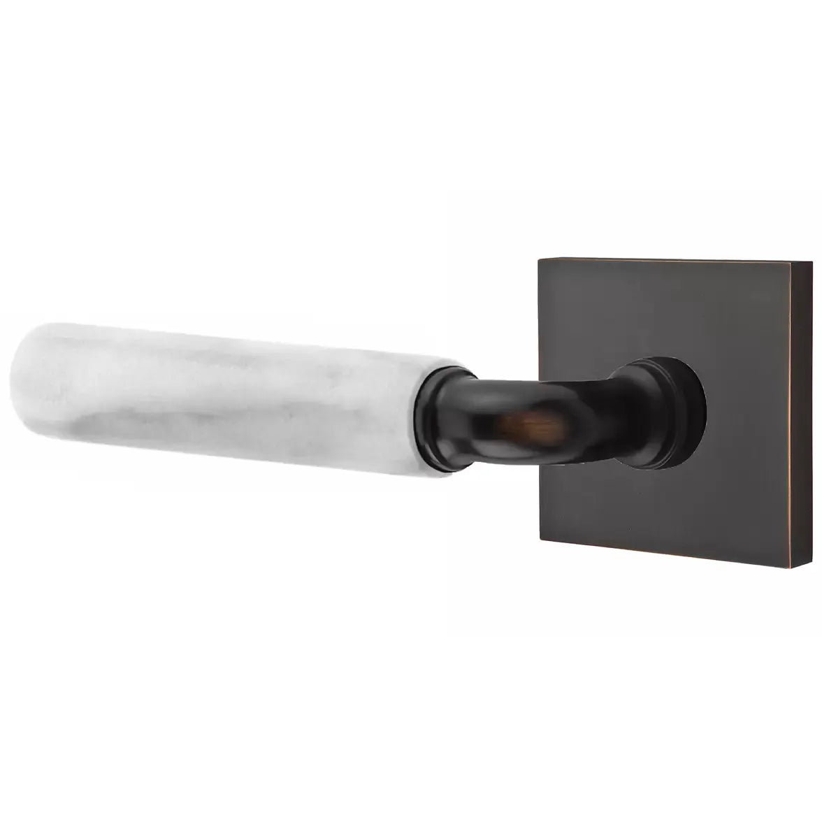 Emtek White Marble Lever with R-Bar Stem and Square Rose by Emtek