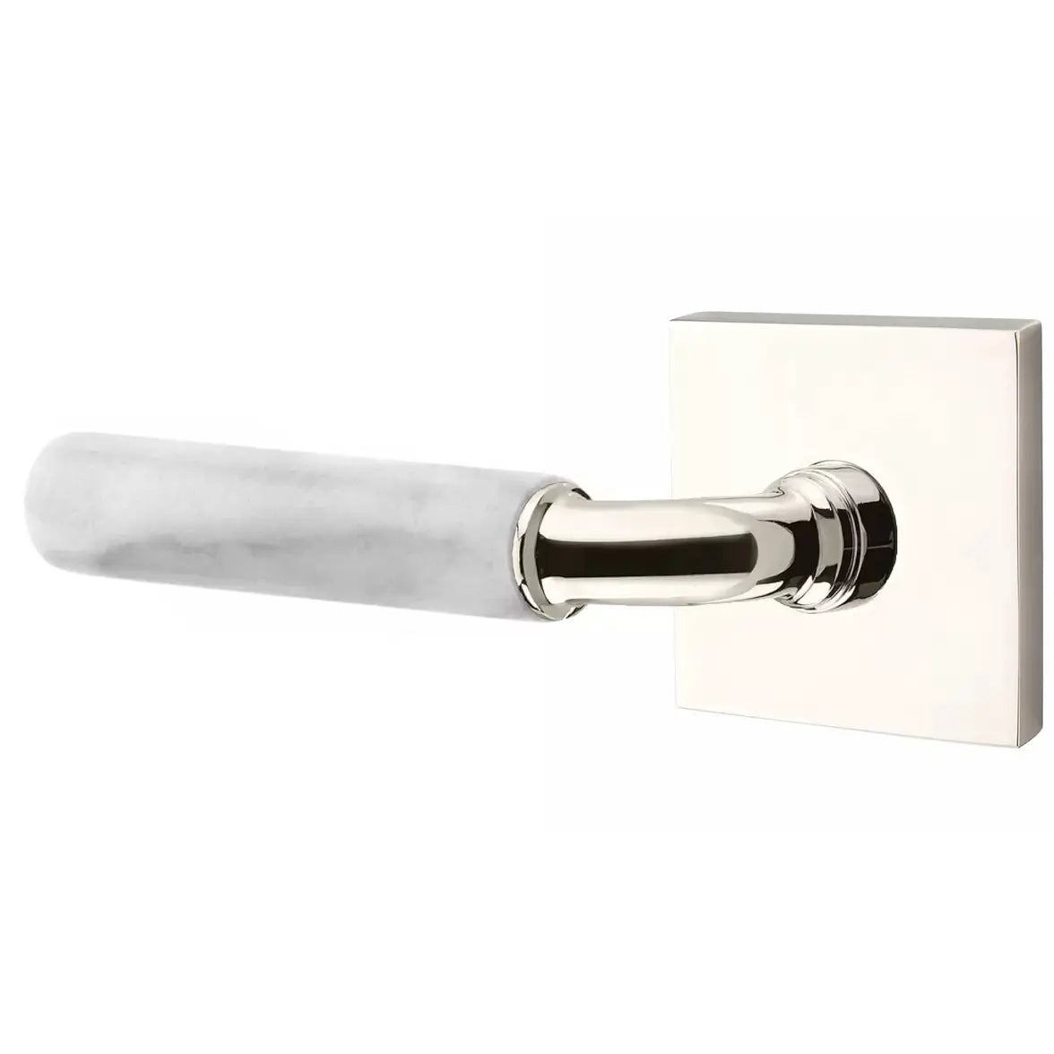 Emtek White Marble Lever with R-Bar Stem and Square Rose by Emtek
