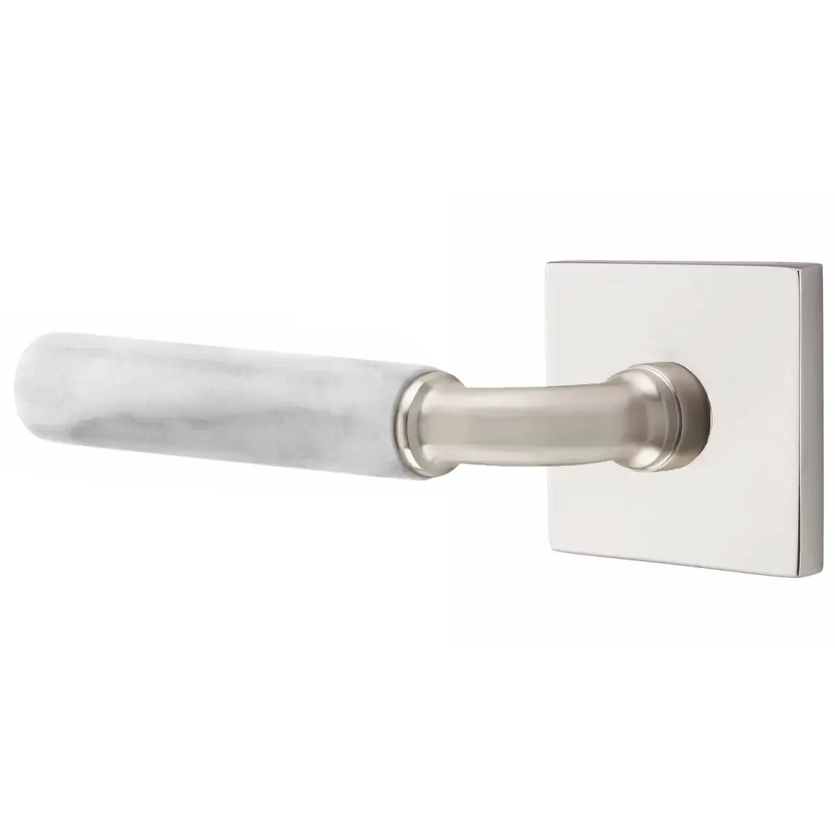 Emtek White Marble Lever with R-Bar Stem and Square Rose by Emtek