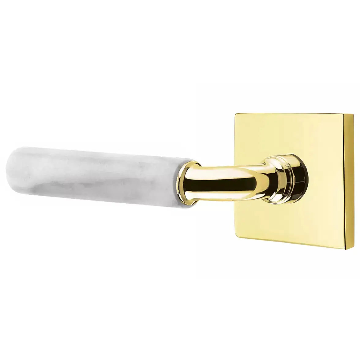 Emtek White Marble Lever with R-Bar Stem and Square Rose by Emtek