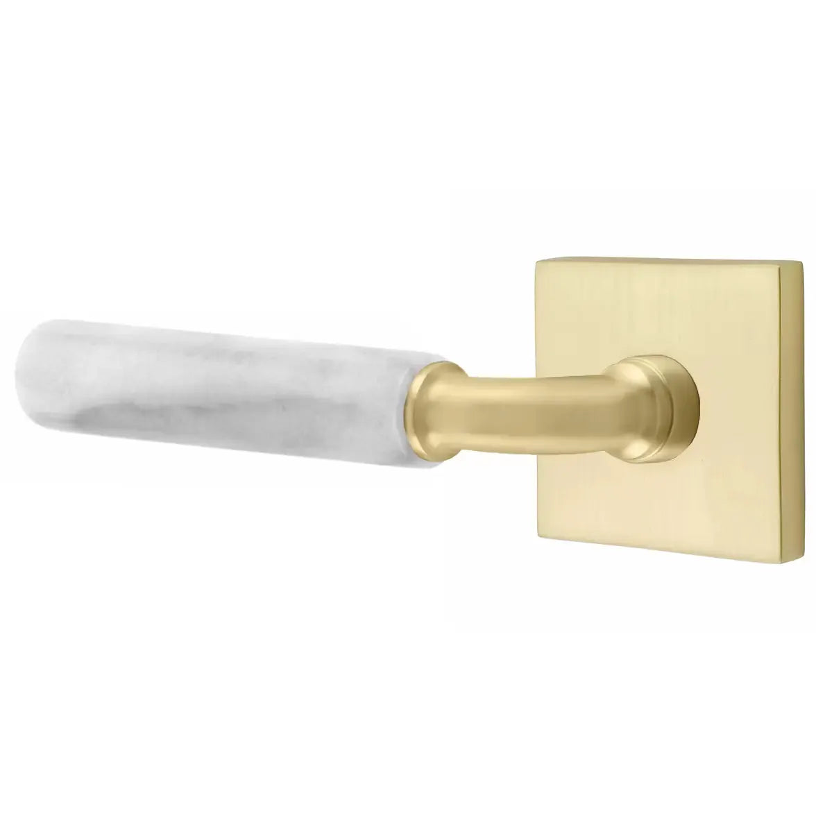 Emtek White Marble Lever with R-Bar Stem and Square Rose by Emtek