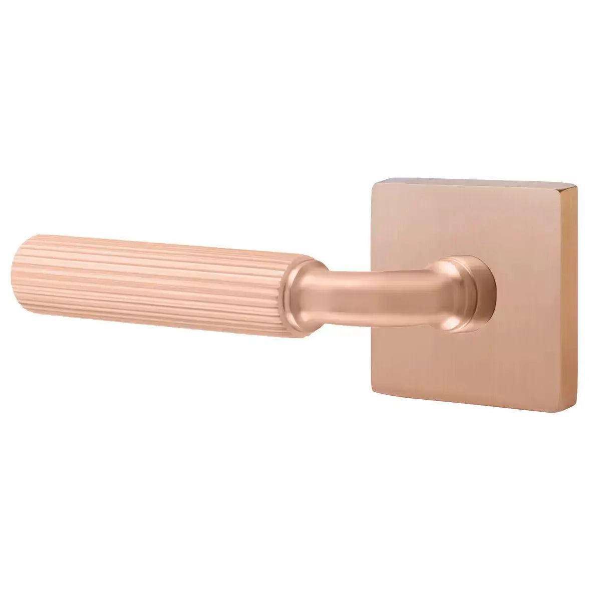 Emtek Straight Knurled Lever with R-Bar Stem and Square Rose by Emtek