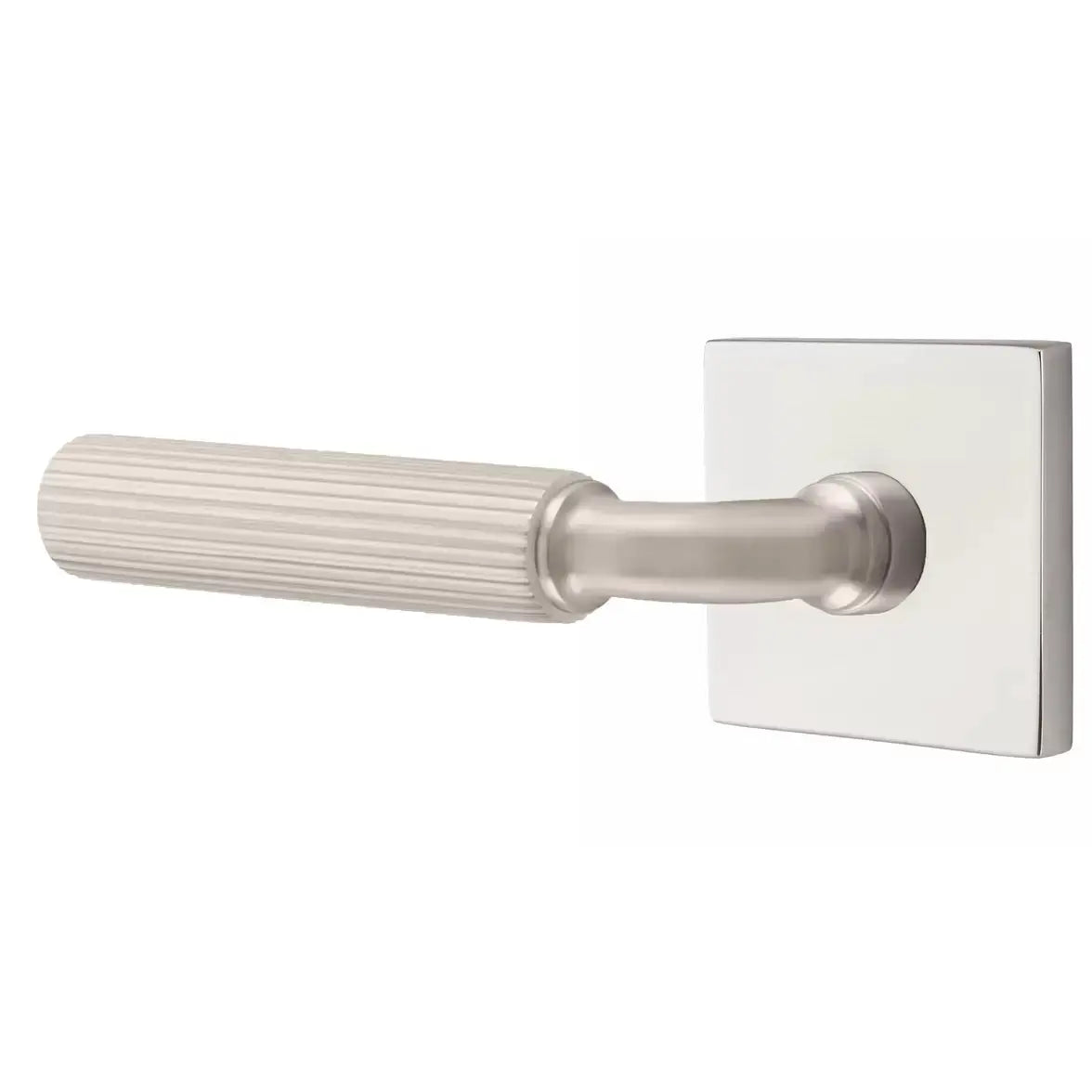 Emtek Straight Knurled Lever with R-Bar Stem and Square Rose by Emtek