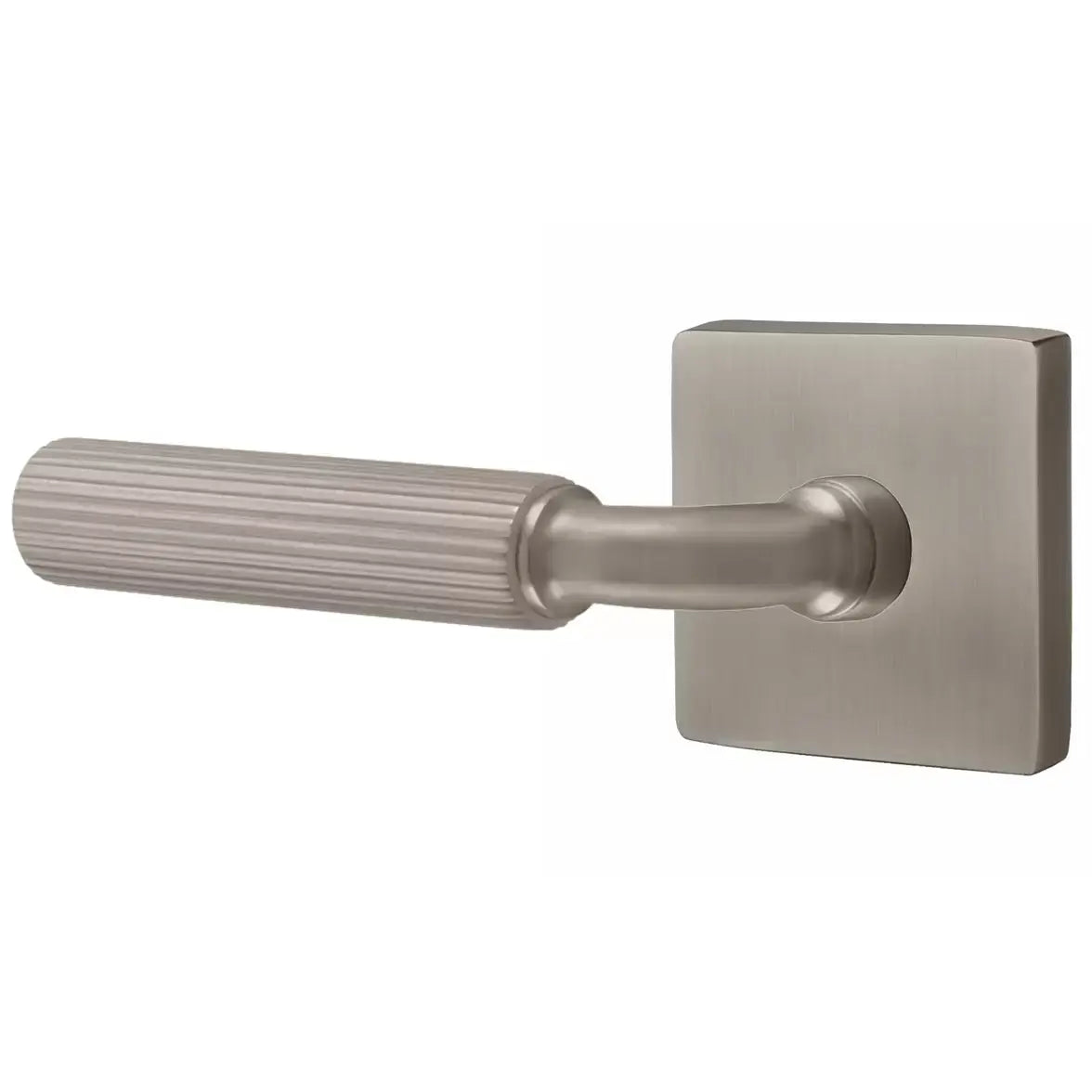 Emtek Straight Knurled Lever with R-Bar Stem and Square Rose by Emtek