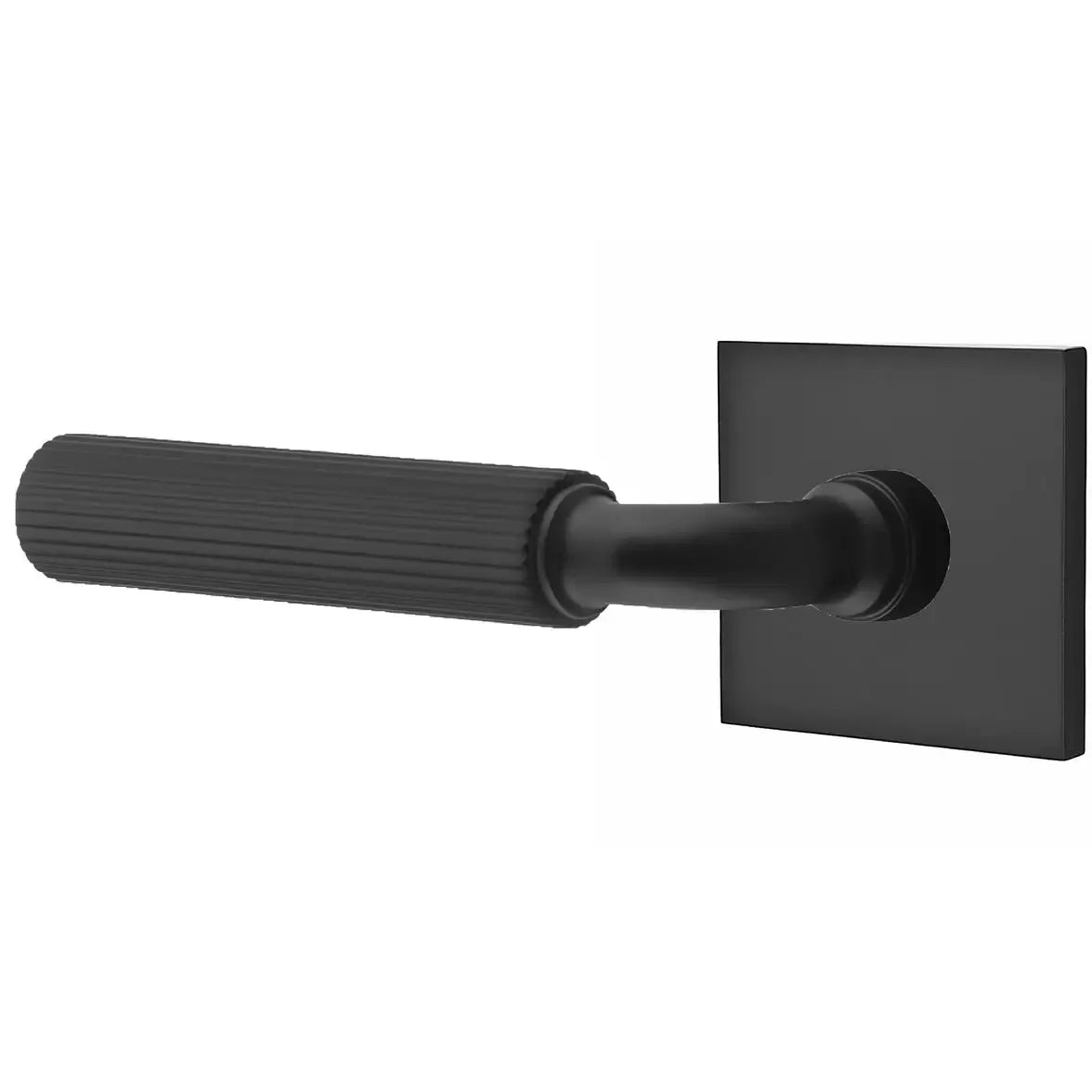 Emtek Straight Knurled Lever with R-Bar Stem and Square Rose by Emtek