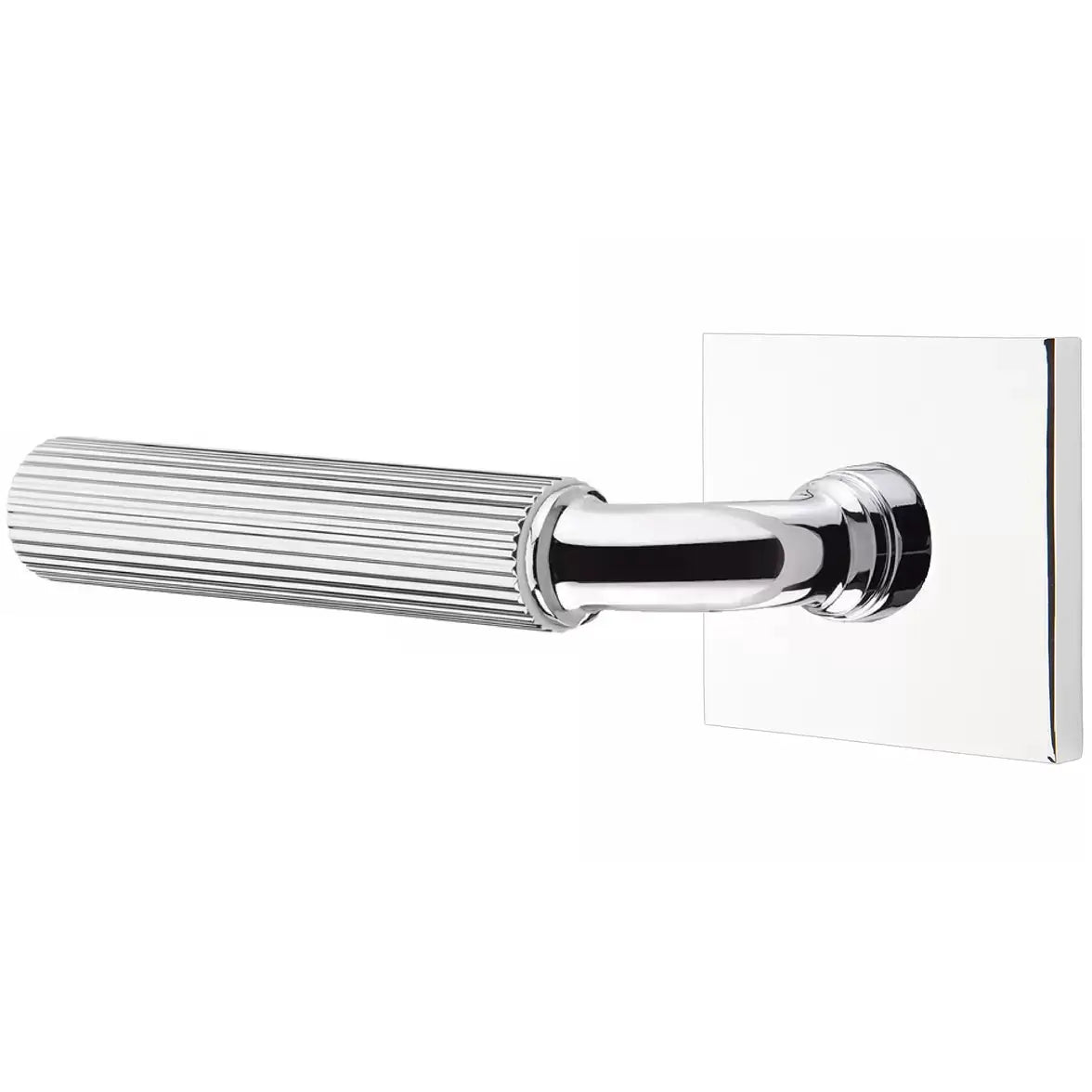 Emtek Straight Knurled Lever with R-Bar Stem and Square Rose by Emtek
