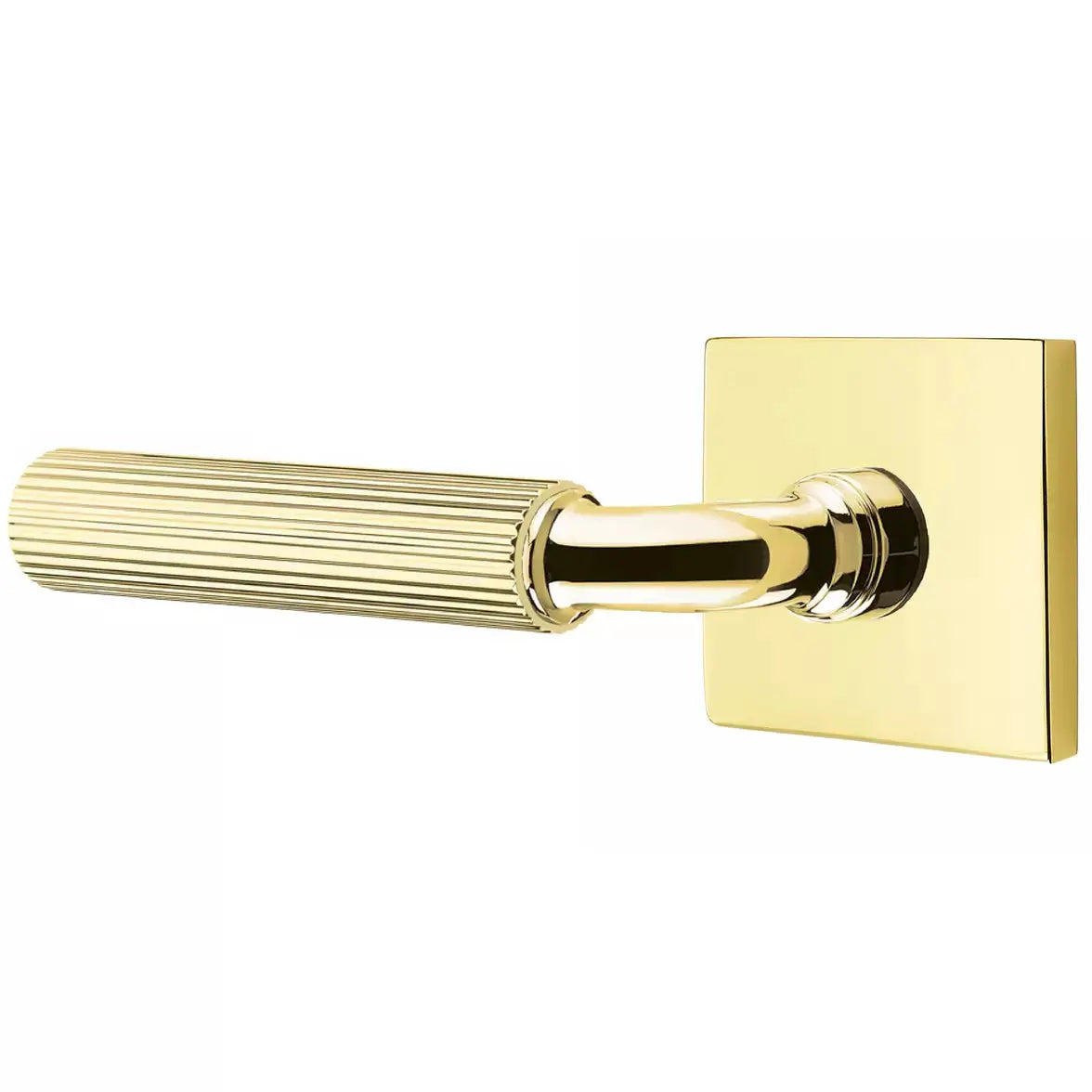 Emtek Straight Knurled Lever with R-Bar Stem and Square Rose by Emtek
