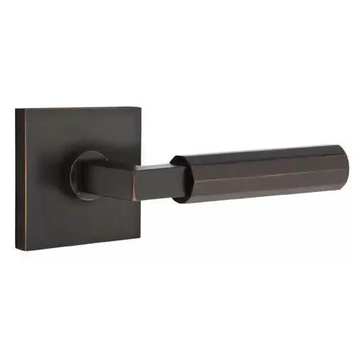 Emtek Faceted Lever with L-Square Stem and Square Rose by Emtek