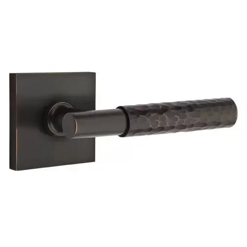Emtek Hammered Lever with T-Bar Stem and Square Rose by Emtek