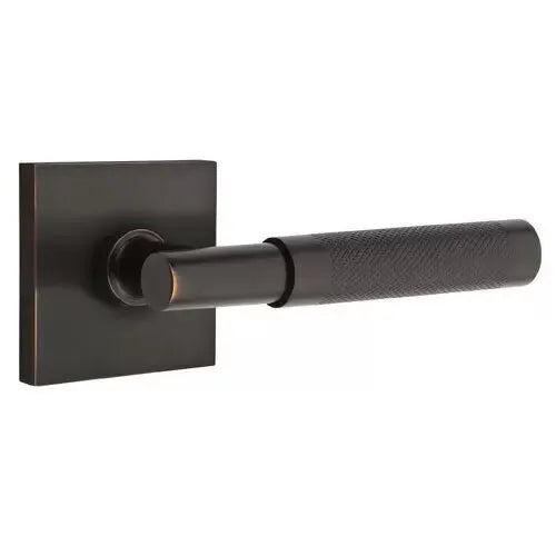 Emtek Knurled Lever with T-Bar Stem and Square Rose by Emtek