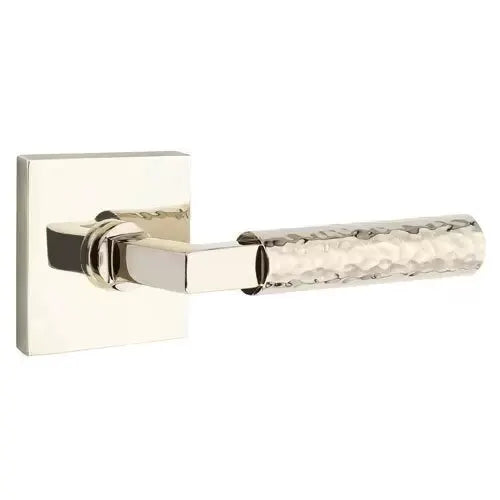 Emtek Hammered Lever with L-Square Stem and Square Rose by Emtek