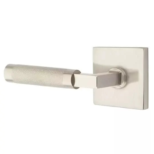 Emtek Knurled Lever with L-Square Stem and Square Rose by Emtek
