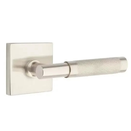 Emtek Knurled Lever with T-Bar Stem and Square Rose by Emtek