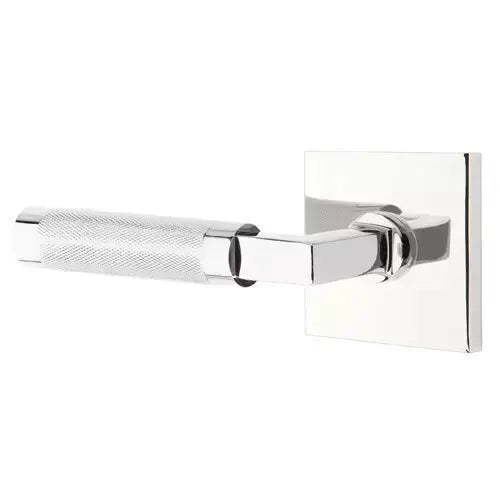 Emtek Knurled Lever with L-Square Stem and Square Rose by Emtek