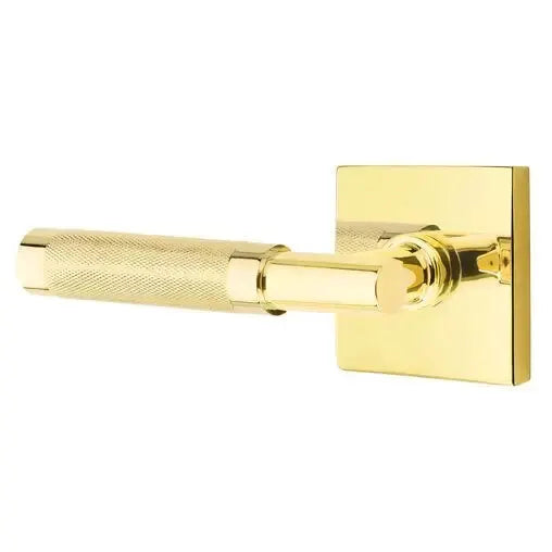 Emtek Knurled Lever with T-Bar Stem and Square Rose by Emtek