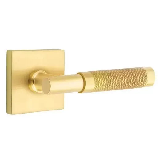 Emtek Knurled Lever with T-Bar Stem and Square Rose by Emtek