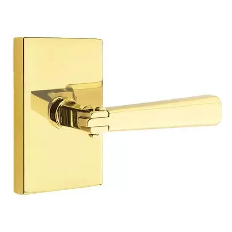 Emtek Arts and Crafts Door Lever with Modern Rectangular Rose by Emtek