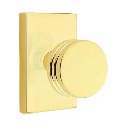 Emtek Bern Door Knob with Modern Rectangular Rose by Emtek