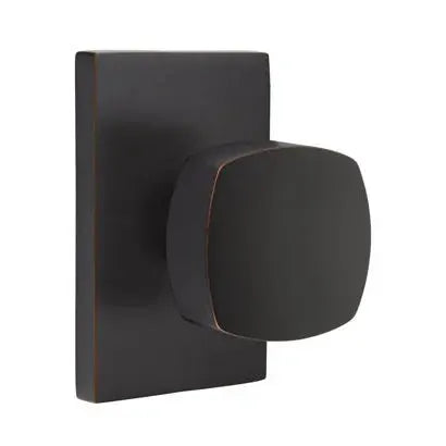 Emtek Freestone Door Knob with Modern Rectangular Rose by Emtek