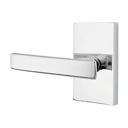 Emtek Geneva Door Lever with Modern Rectangular Rose by Emtek